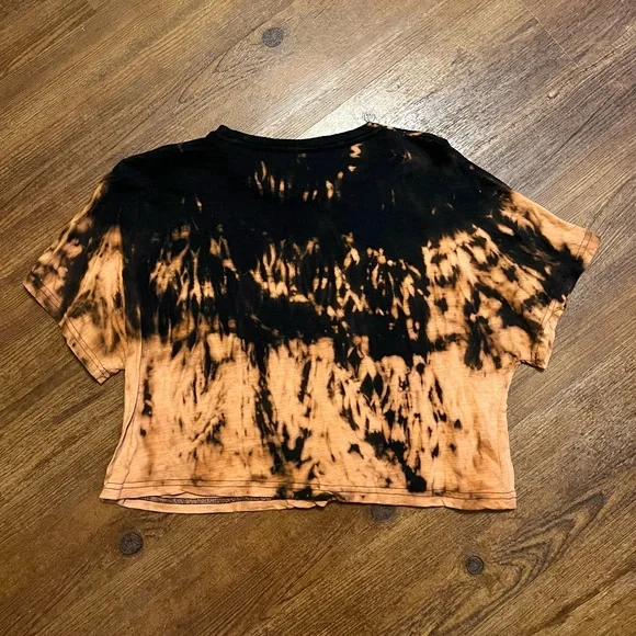 SHEIN Black & Orange Upcycled Tie-Dye Short Sleeve Boxy  Top Size L - Picture 8 of 12